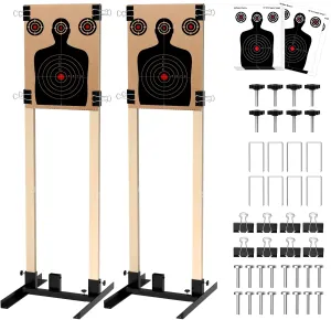 Urban Deco Shooting Target Stand Base with Wooden Board- for Paper Target Sheet Archery Cardboard Targets, Target Holder with Adjustable Base - H Shape - USPSA/IPSC - IDPA Practice