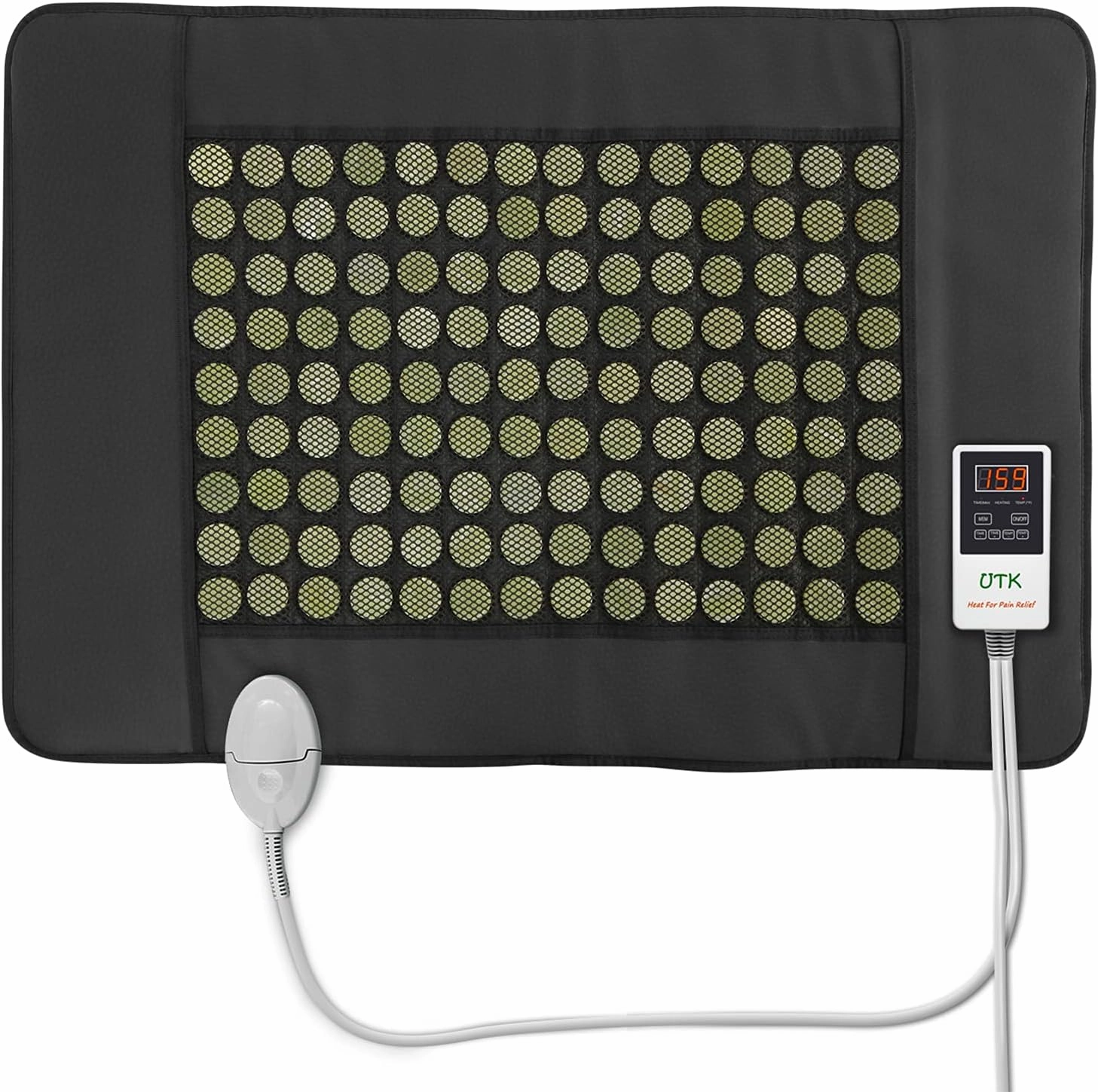 UTK Jade Far Infrared Heating Pad for Back Pain Relief, FSA HSA Eligible, Infrared Hot Therapy - Medium [21"x31"], 126 Jade Stones, Adjustable Temp, Auto Off and Travel Bag