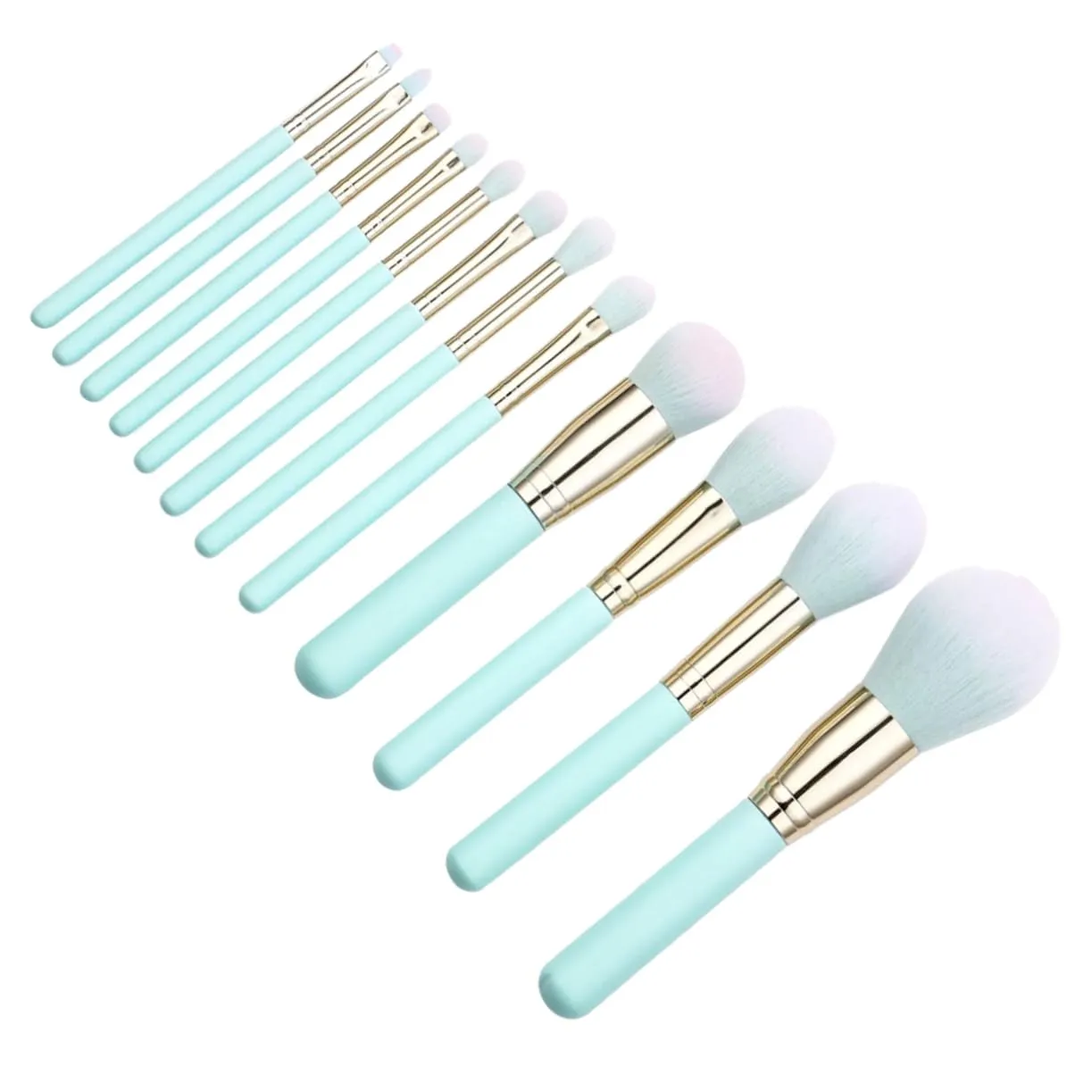 Vaguelly 12pcs Makeup Brush Set Makeup up Mint Green Makeup Green Makeup Brush Kit Makeup Kit Makeup Brushes with Labels Cute Makeup Brushes Blending Brush for Makeup Wooden