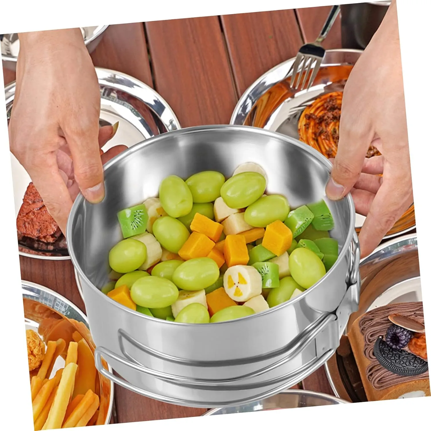 VANZACK Picnic Cooker Casserole Pot with Lid Cupboards Griddle Pan Stackable Picnic Food Covers for Outside