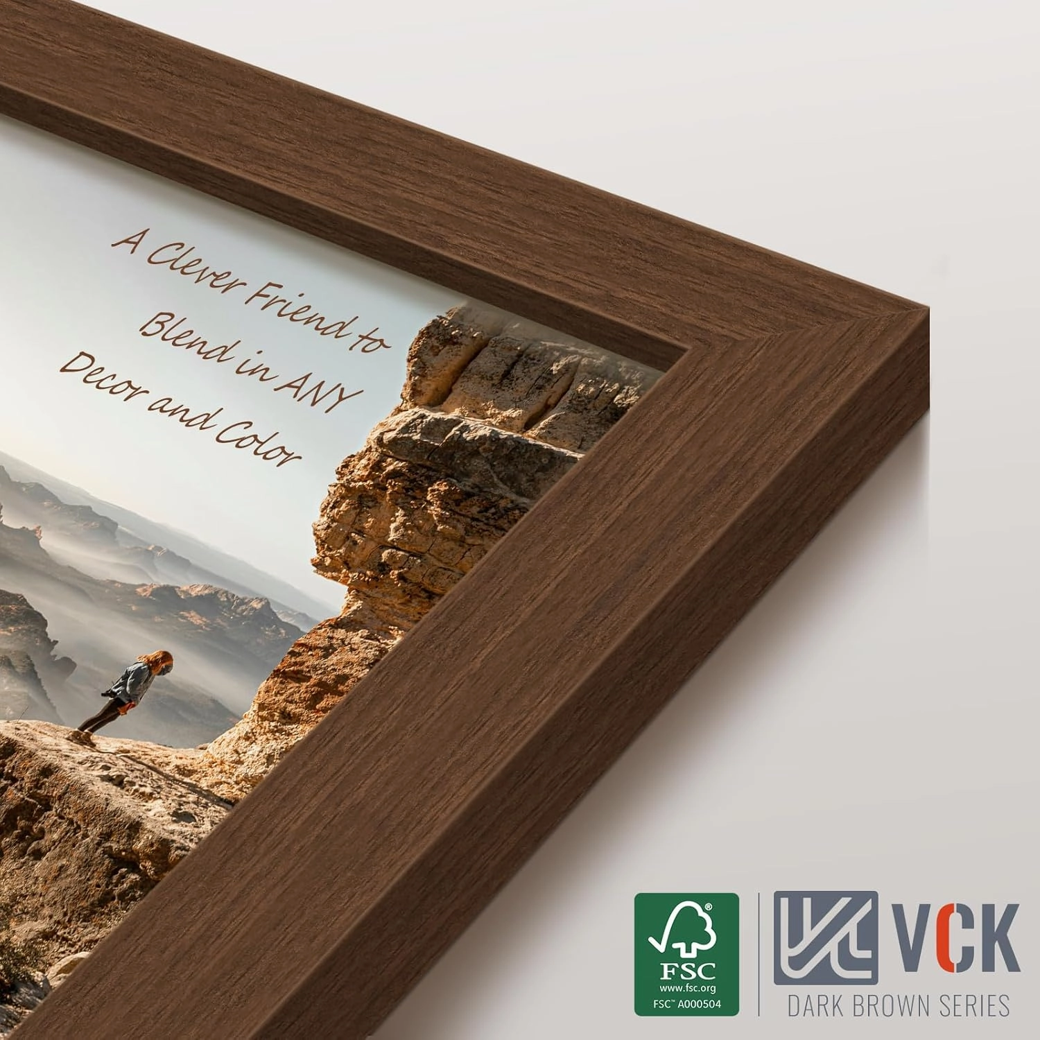 VCK 20x28 Picture Frame 3 Pack, Brown Wood Poster Frame with Exclusive Wood Grain, Wall Mounting Hanging