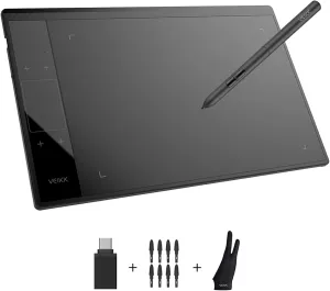 VEIKK A30 V2 Drawing Tablet 10x6 Inch Graphics Tablet with 8192 Pressure Sensitivity Battery-Free Pen and Touch Pad, 4 Hot Keys Drawing Pad for Computer, Supports Mac Windows Android Linux