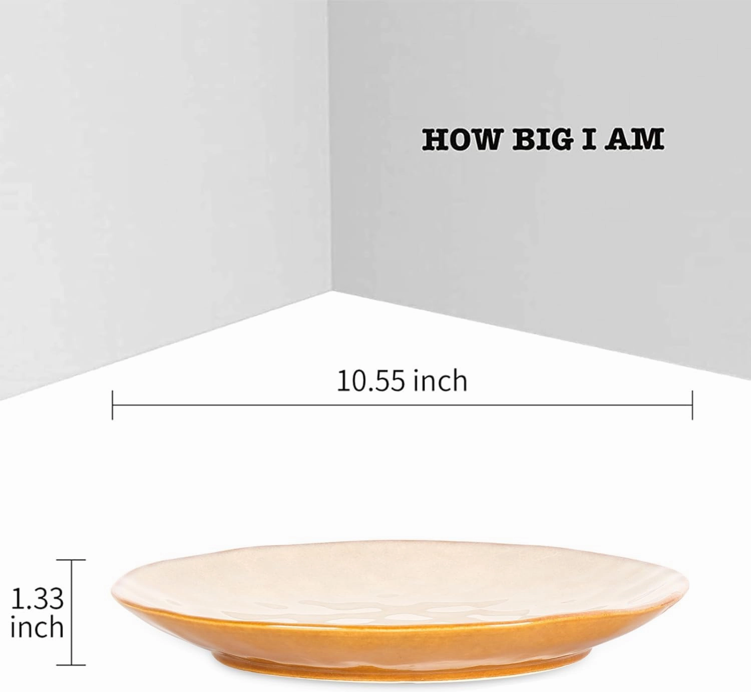 vicrays Ceramic Dinner Plates Set, 10.5 Inch, Set of 6, Round, Microwave, Oven, Dishwasher Safe, Porcelain Fluted Suitable for Steak, Pasta, Pizza, Home, Party, Restaurant (Beige)