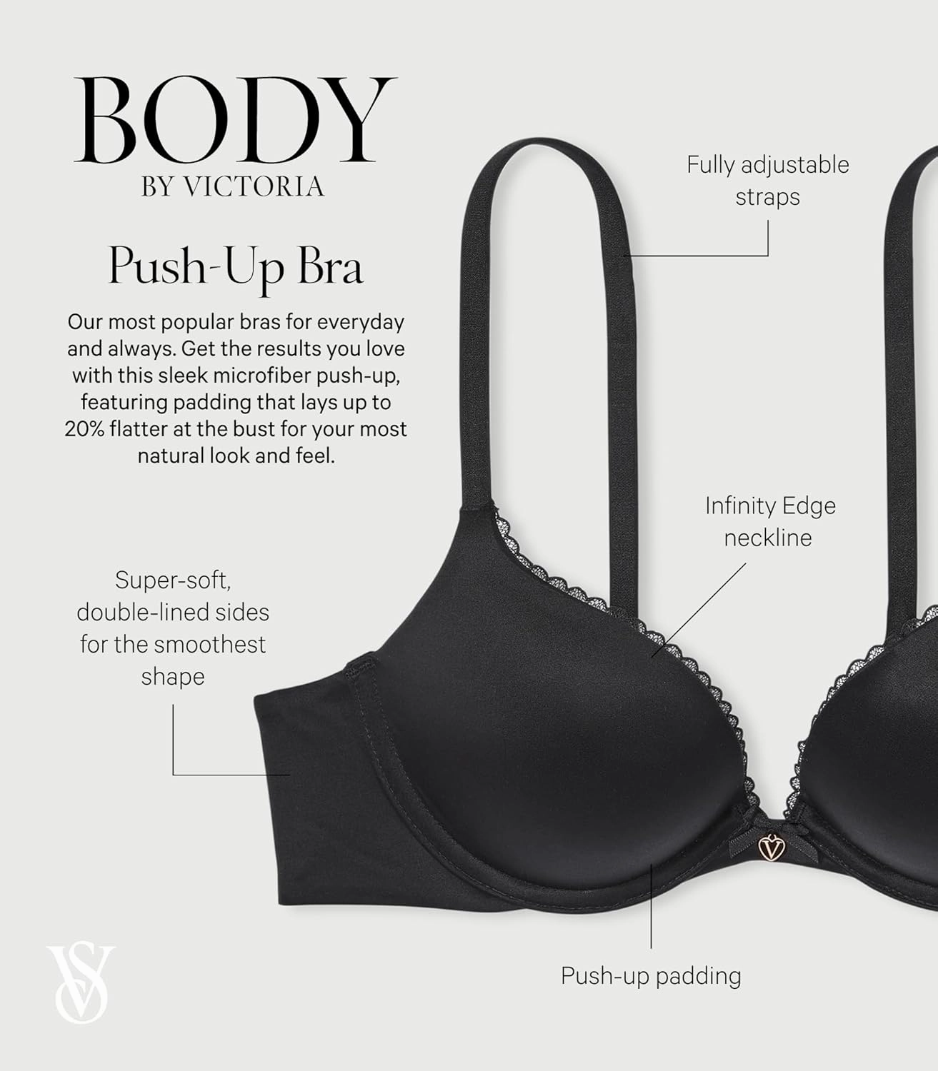 Victoria's Secret Women's Body by Victoria Push Up Bra, Bras for Women (32A-38DDD)