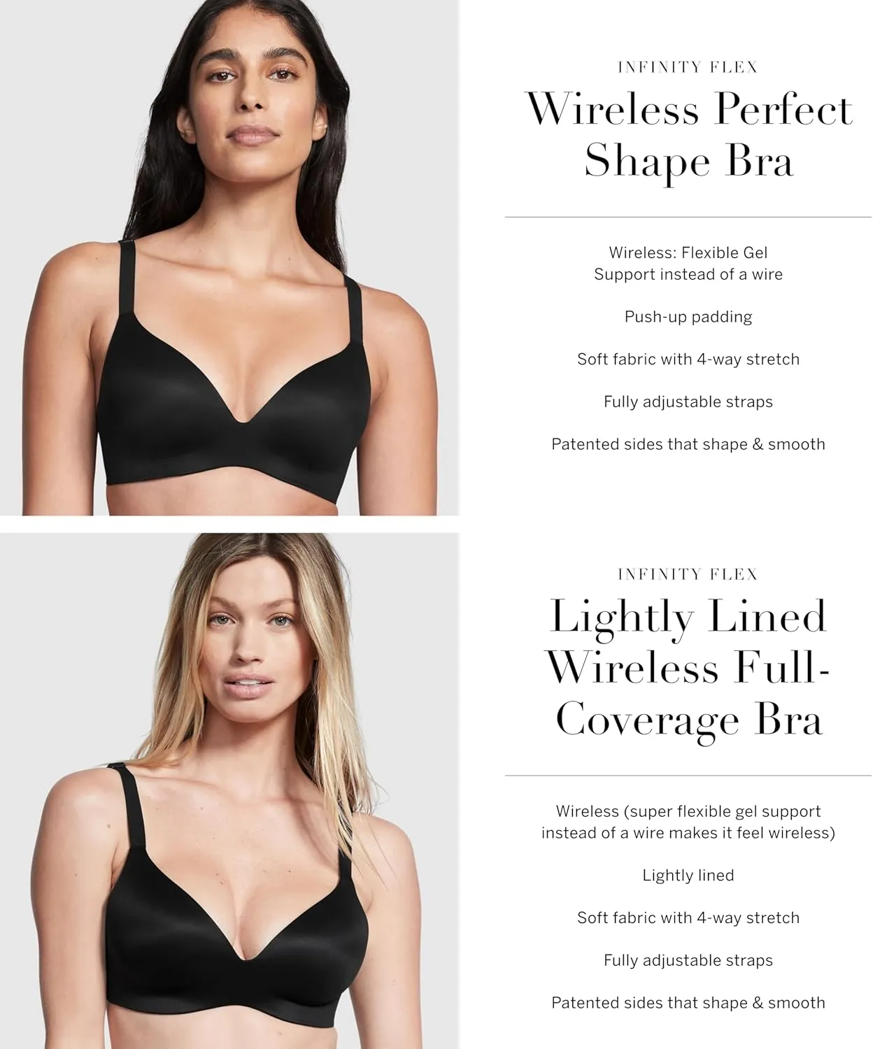Victoria's Secret Women's Infinity Flex Full Coverage Push Up Wireless Bra, Bras for Women (32B-38DDD)