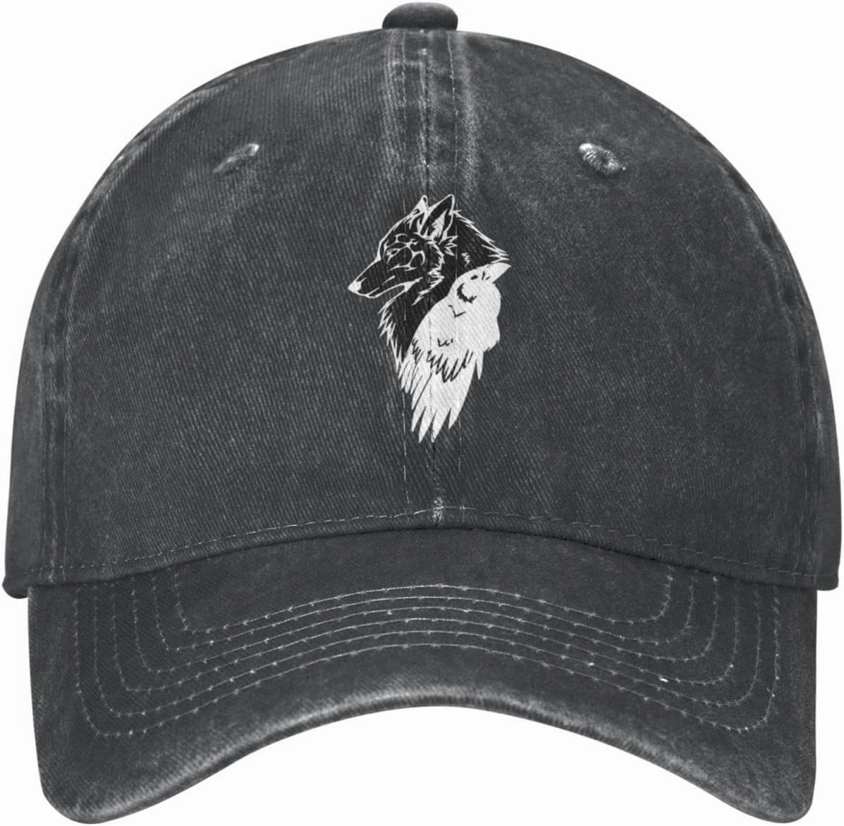 Viking Norse Wolf Raven Rune Adjustable Cowboy Hat Outdoor Travel Casual Hat Sandwich Hat Washed Denim Hat