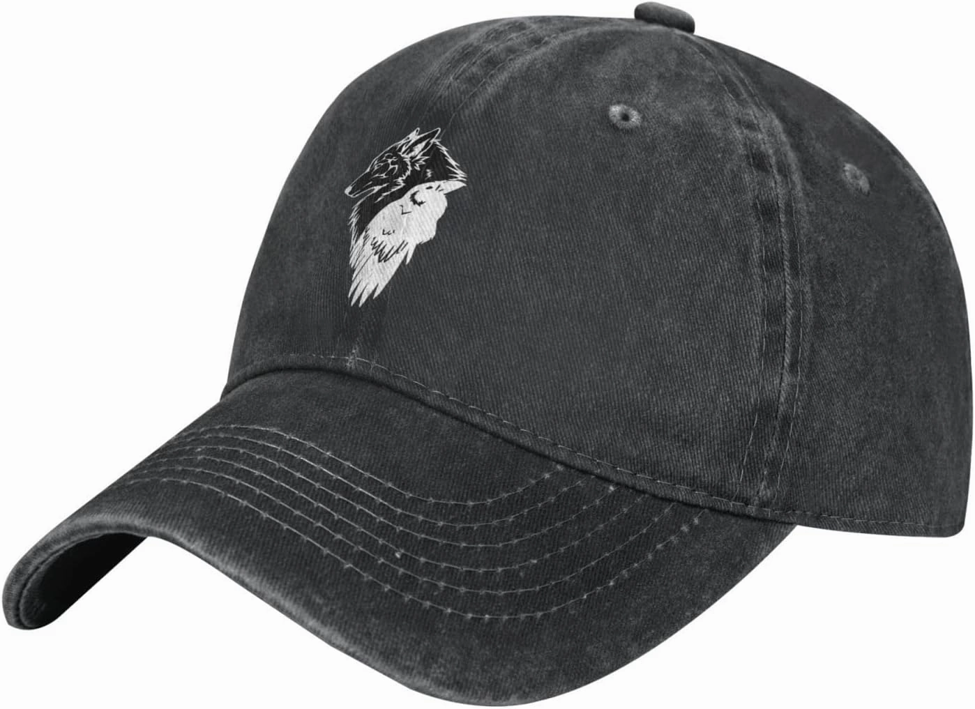 Viking Norse Wolf Raven Rune Adjustable Cowboy Hat Outdoor Travel Casual Hat Sandwich Hat Washed Denim Hat