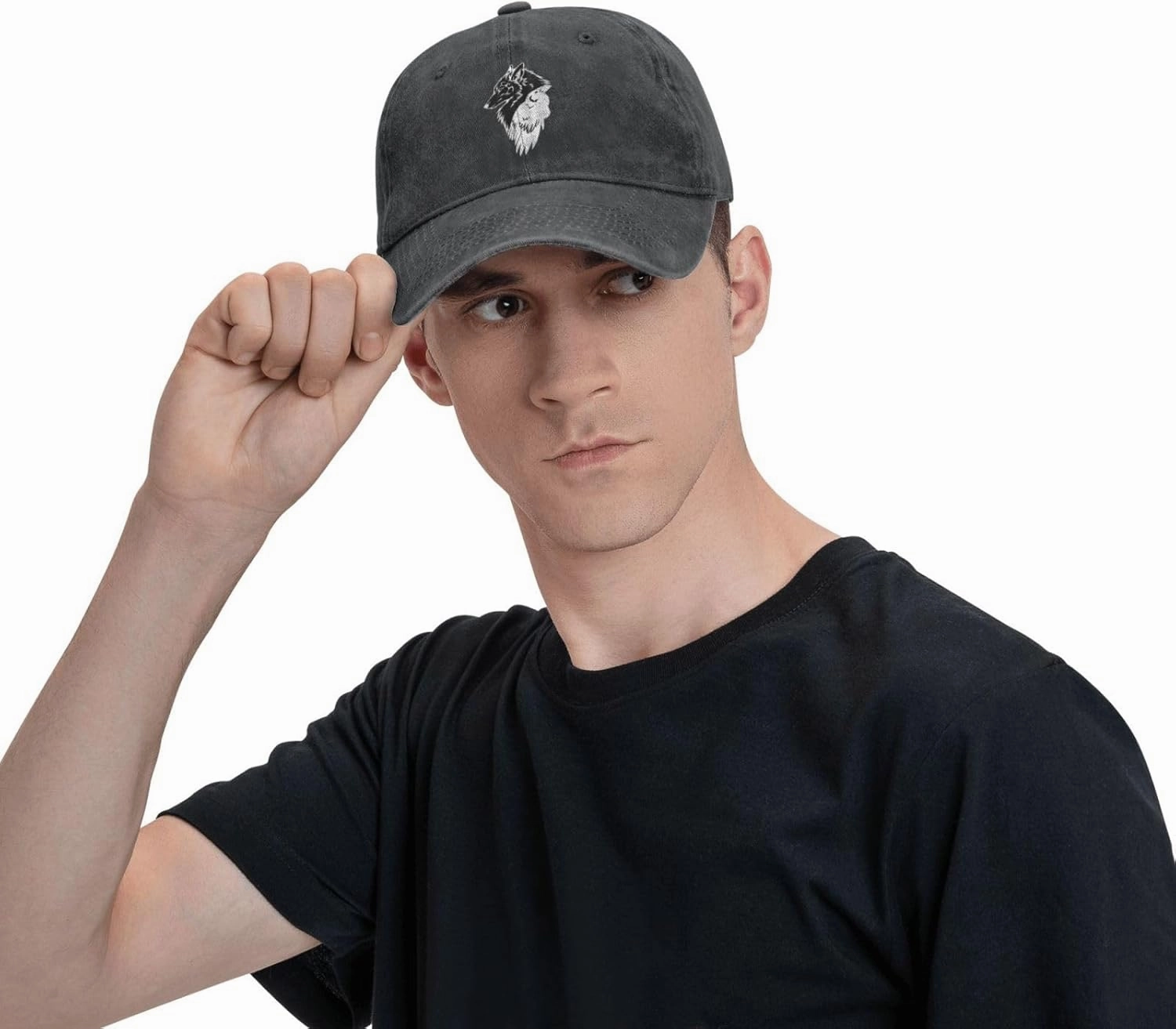 Viking Norse Wolf Raven Rune Adjustable Cowboy Hat Outdoor Travel Casual Hat Sandwich Hat Washed Denim Hat