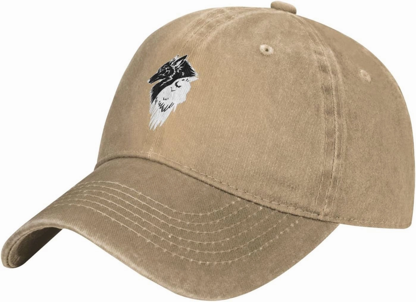 Viking Norse Wolf Raven Rune Adjustable Cowboy Hat Outdoor Travel Casual Hat Sandwich Hat Washed Denim Hat