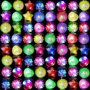 Vinsot Glow Favors LED Light up Rings Flashing Bumpy Jelly Rings Blinking Neon Rave Rubber Gift for Event Raves Glow in the Dark Party