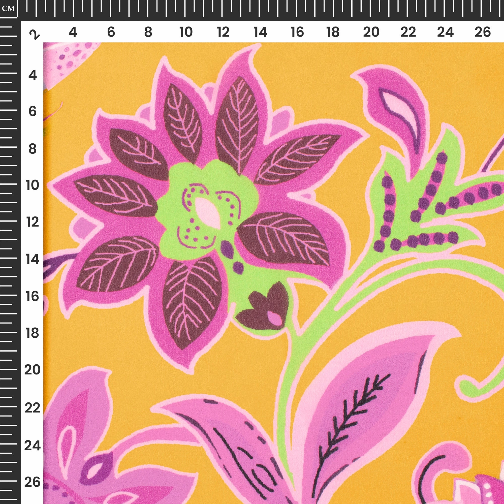 Vintage Ethinc Floral Digital Print Viscose Natural Crepe Fabric