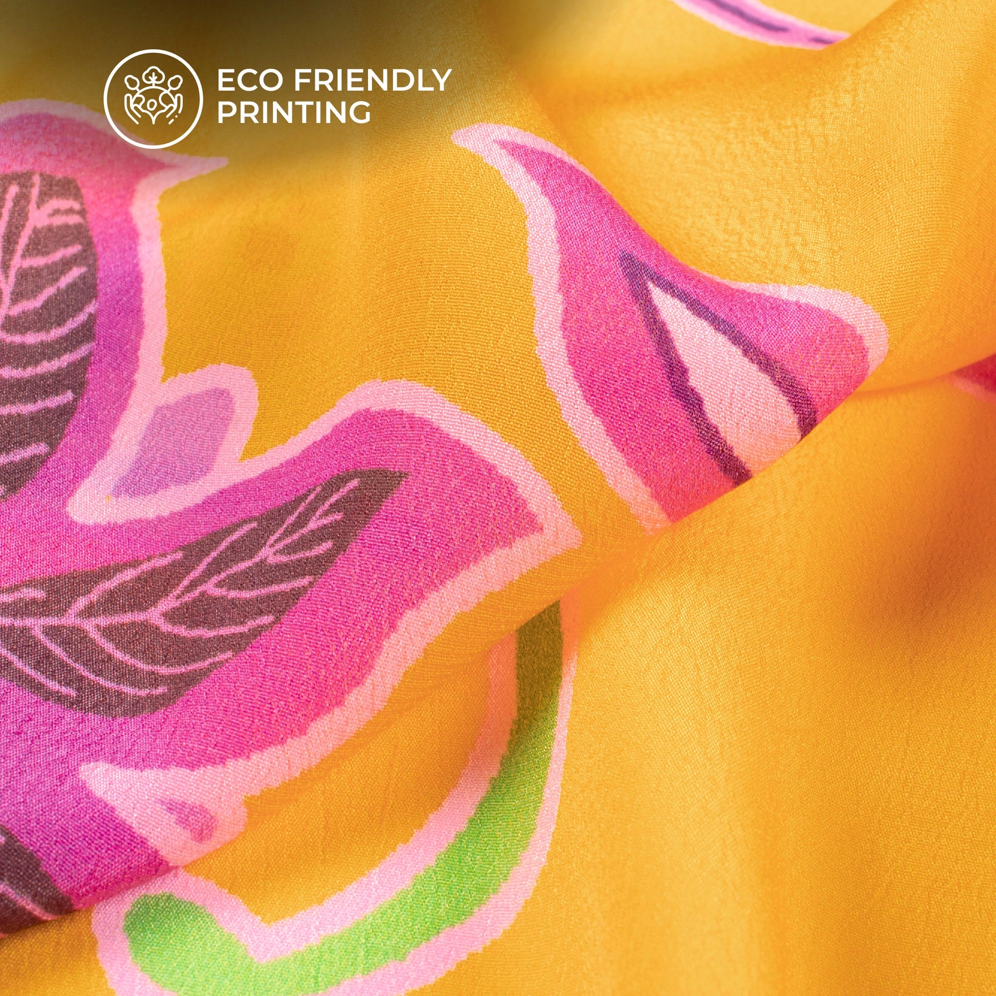 Vintage Ethinc Floral Digital Print Viscose Natural Crepe Fabric