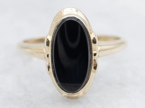 Vintage Gold Bezel Set Black Onyx Ring