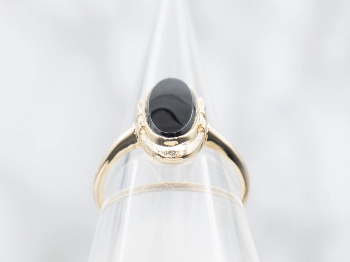 Vintage Gold Bezel Set Black Onyx Ring