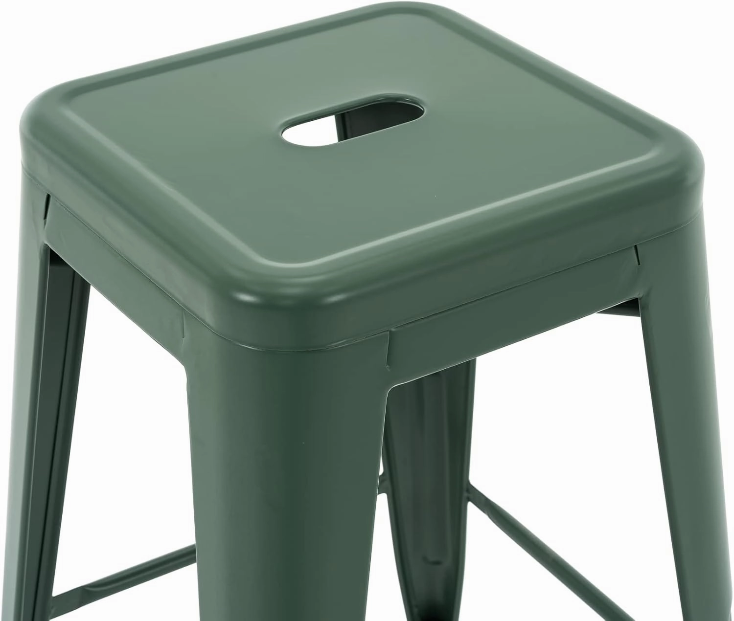 Vogue Furniture Direct 24 Inch Metal Bar Stools, Backless Counter Height Barstools, Indoor Outdoor Stackable Stools with Square Seat, Set of 2 (Dark Green)