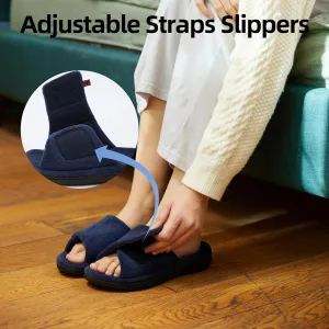 WALKFUN Adjustable Slippers with Arch Support, Non-slip Diabetic Home Slippers for Women