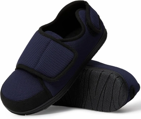 WALKFUN Memory Foam Diabetic House Shoes for Men Adjustable Indoor Outdoor Slippers