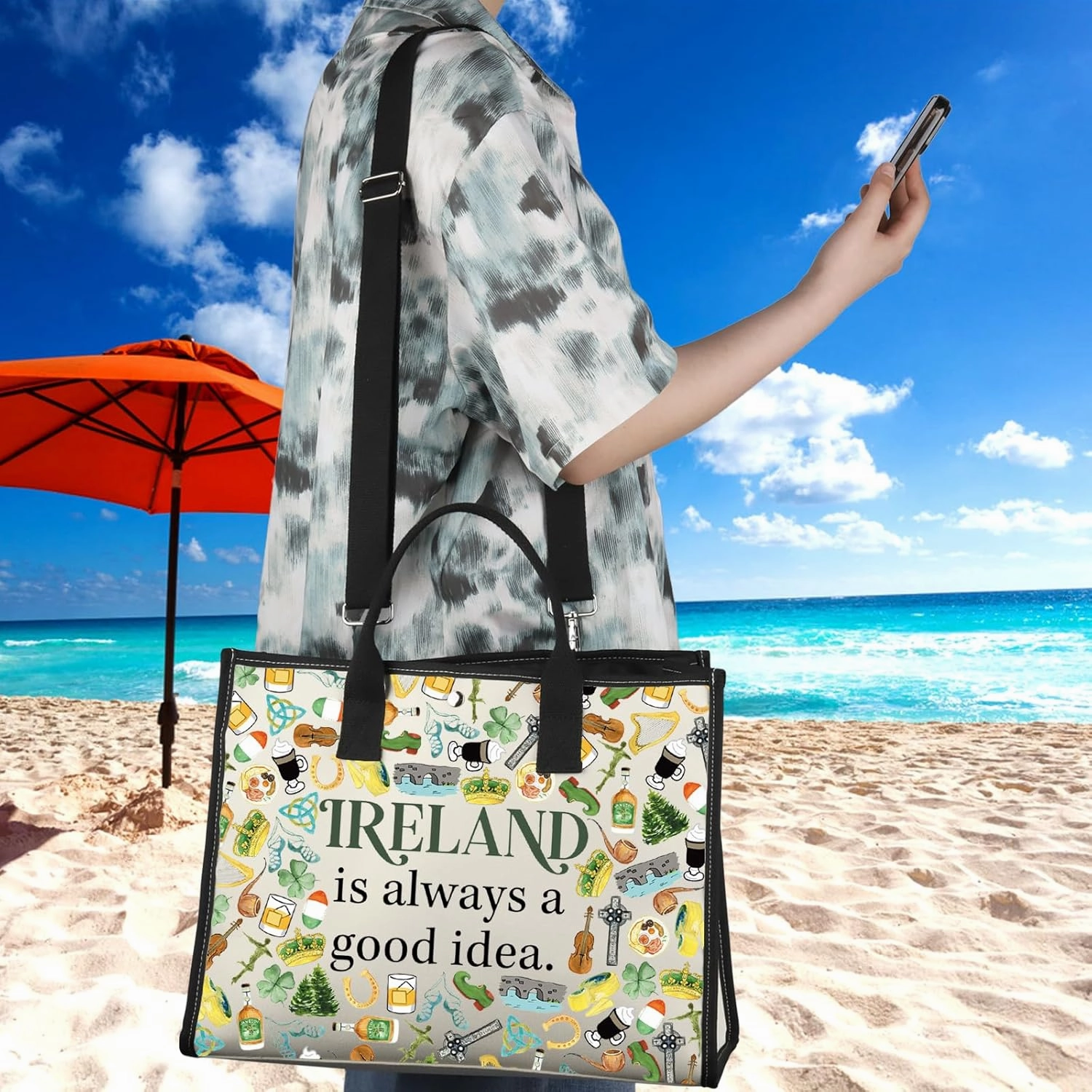 WCGXKO Ireland Trip Gift Ireland Lover Gift Merch Zipper Pouch Makeup Bag LT