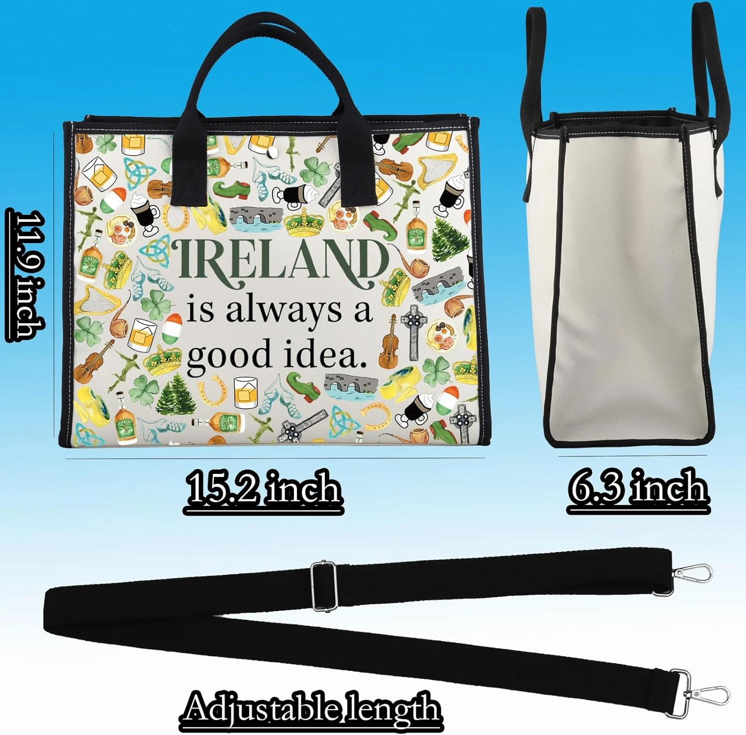 WCGXKO Ireland Trip Gift Ireland Lover Gift Merch Zipper Pouch Makeup Bag LT