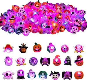 Wettarn 300 Pcs LED Flash Light Up Rings - Halloween Treat Bag Stuffers & Party Favors - Bulk Goodie Bag Fillers