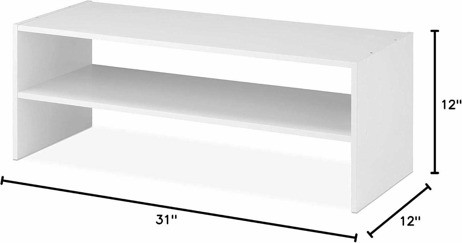 Whitmor Stackable 31" Extra Wide 2-Shelf Storage Organizer, White