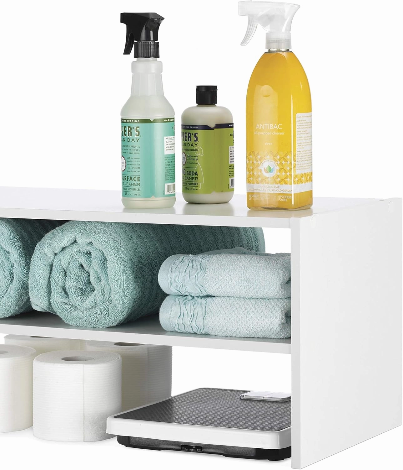 Whitmor Stackable 31" Extra Wide 2-Shelf Storage Organizer, White
