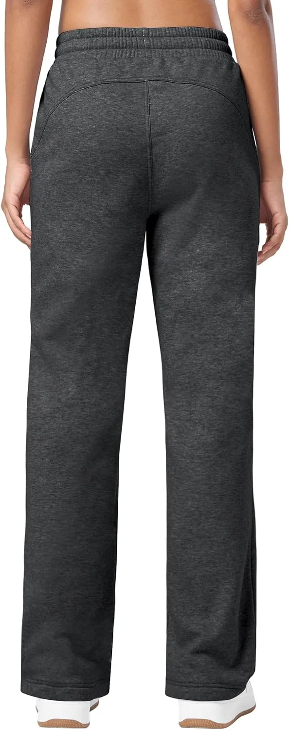 Willit Womens Fleece Lined Sweatpants Cotton Straight Leg Sweat Pants Winter Running Casual Yoga Lounge Workout Pockets 30''
