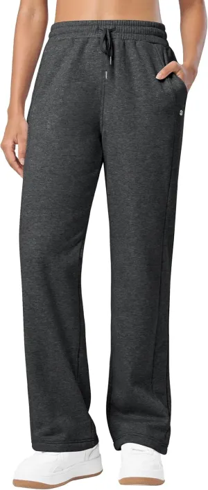 Willit Womens Fleece Lined Sweatpants Cotton Straight Leg Sweat Pants Winter Running Casual Yoga Lounge Workout Pockets 30''
