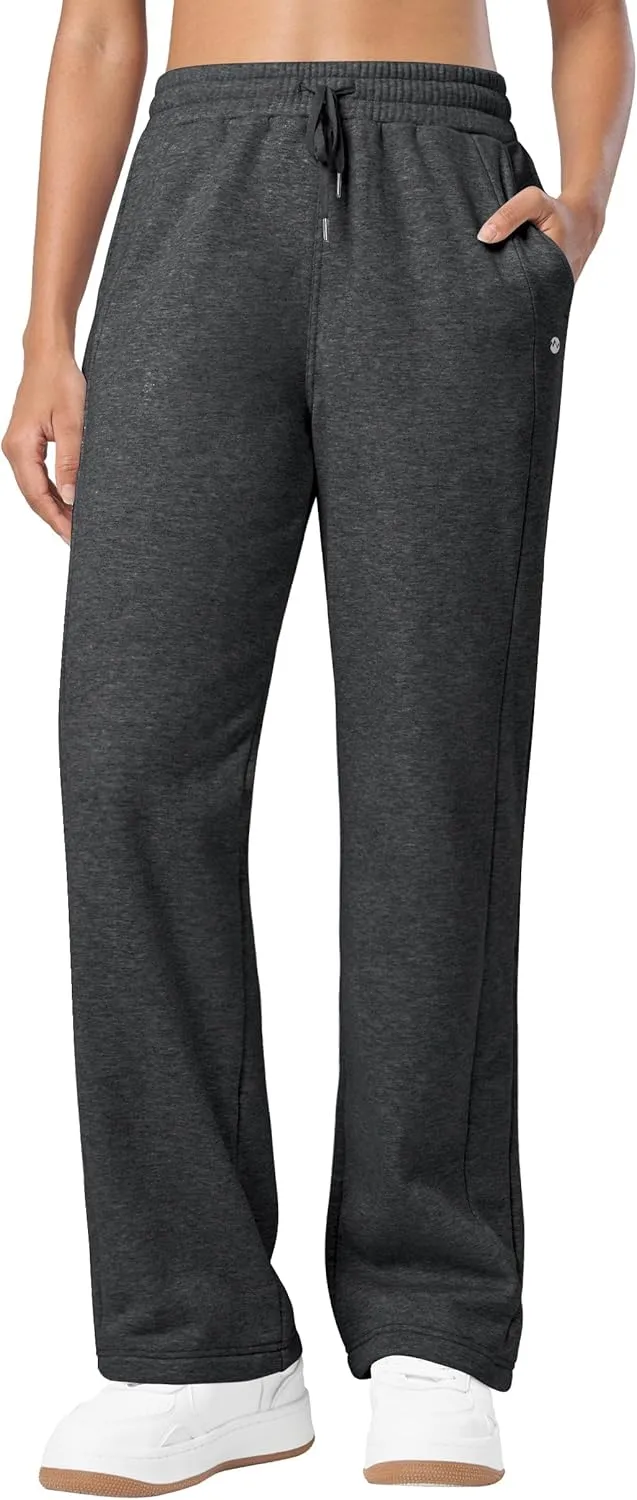 Willit Womens Fleece Lined Sweatpants Cotton Straight Leg Sweat Pants Winter Running Casual Yoga Lounge Workout Pockets 30''