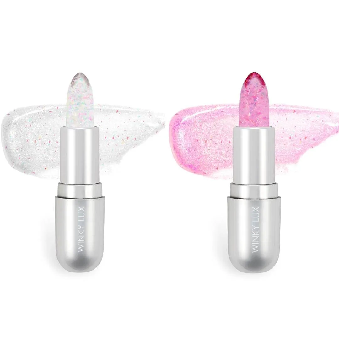 Winky Lux Glitter Confetti Balm, pH Lip Balm, pH Color Changing Lipstick and Tinted Lip Balm, Vegan & Cruelty Free Lip Balm, Hydrate & Plump, Sheer Pink Lipstick, Rainbow & Lavender Confetti