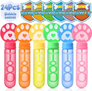 Winrayk Paw Print Bubble Wands for Kids Party Favors, 24 Large Cartoon Puppy Dog Bubbles Bulk with Gift Card, Easter Pinata Filler Goody Bag Stuffer Classroom Prize Summer Toy Girls Boys Birthday Gift