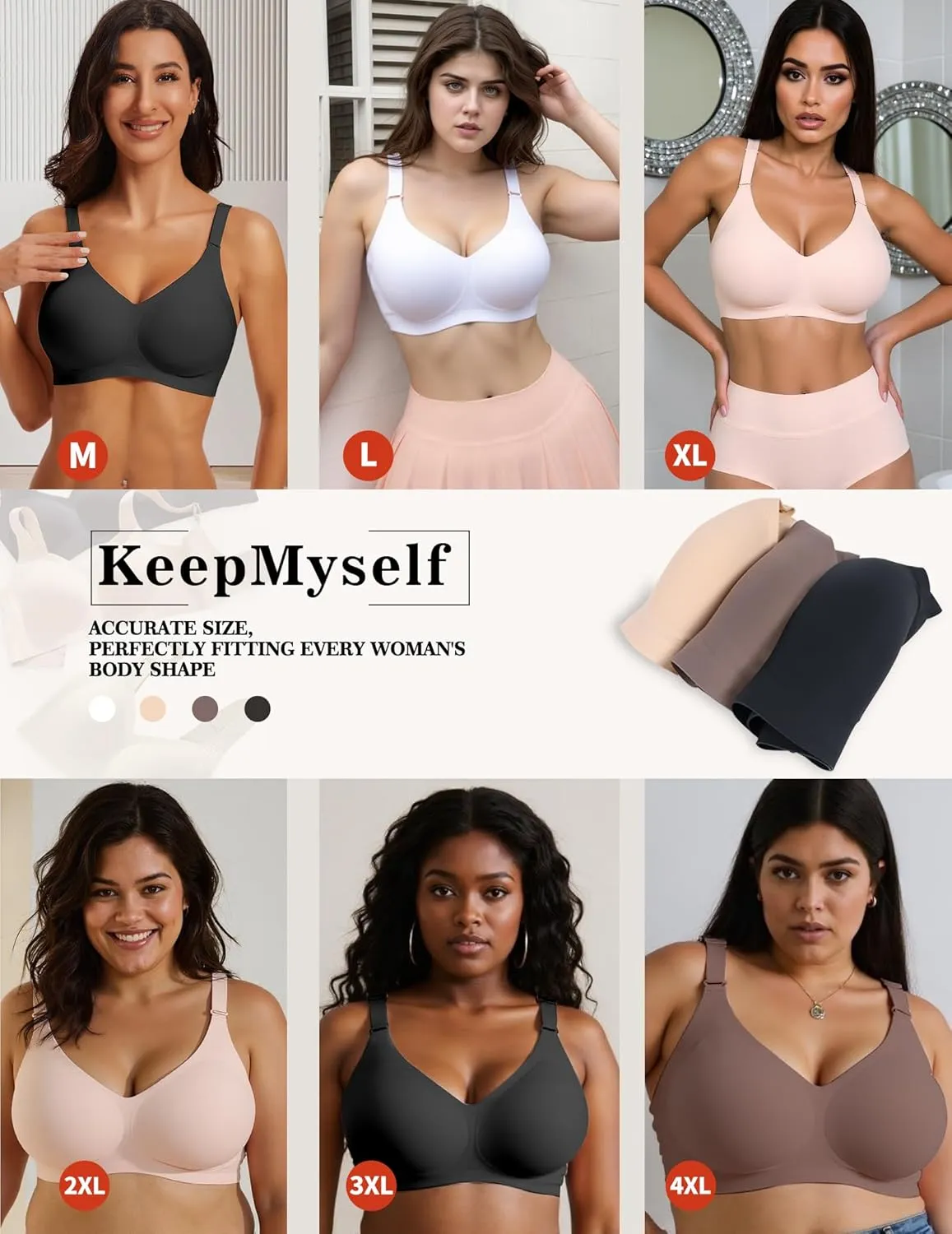 Wireless Bras for Women No Underwire Push Up Comfort Soft Bra Seamless Supportive Full Coverage Everyday Bras