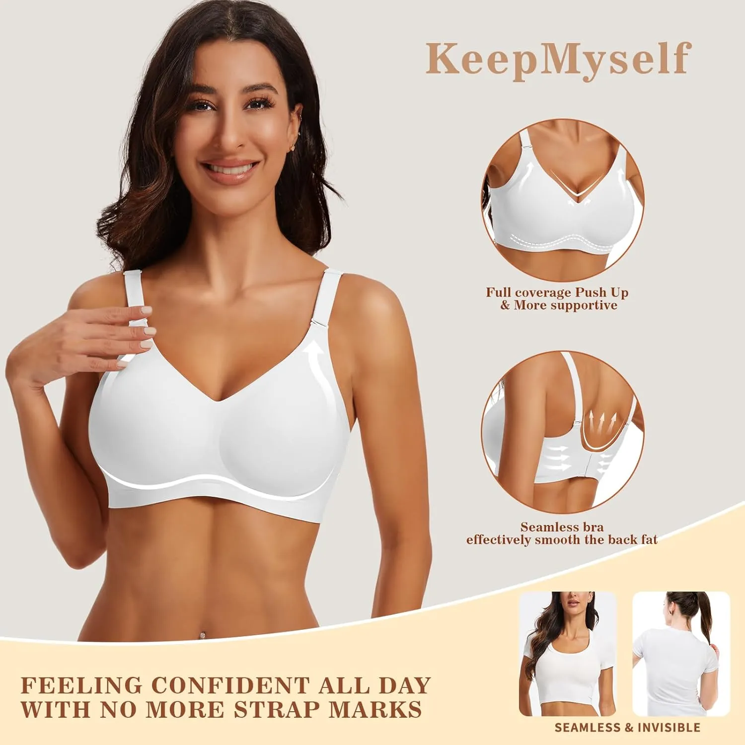 Wireless Bras for Women No Underwire Push Up Comfort Soft Bra Seamless Supportive Full Coverage Everyday Bras