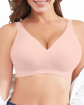 Wireless Bras for Women Comfortable Soft Seamless Full Coverage Deep V Neck Adjustable Sleep T-Shirt Everyday Wear