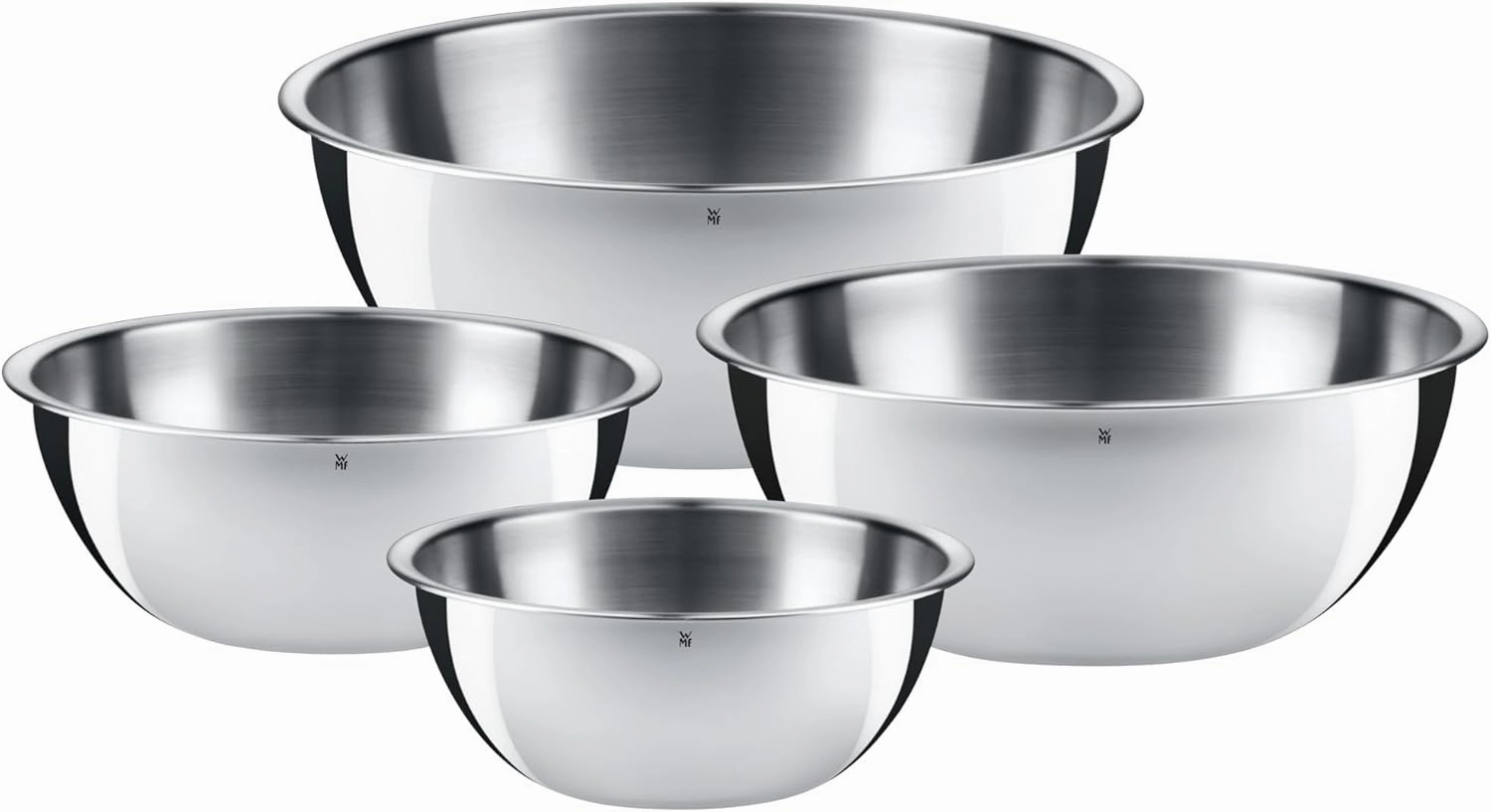 WMF 645709990 Gourmet Bowl Set for Kitchen 4-Piece, Cromargan Stainless Steel, Multifunctional, Mixing Bowl, Serving Bowl, Stackable
