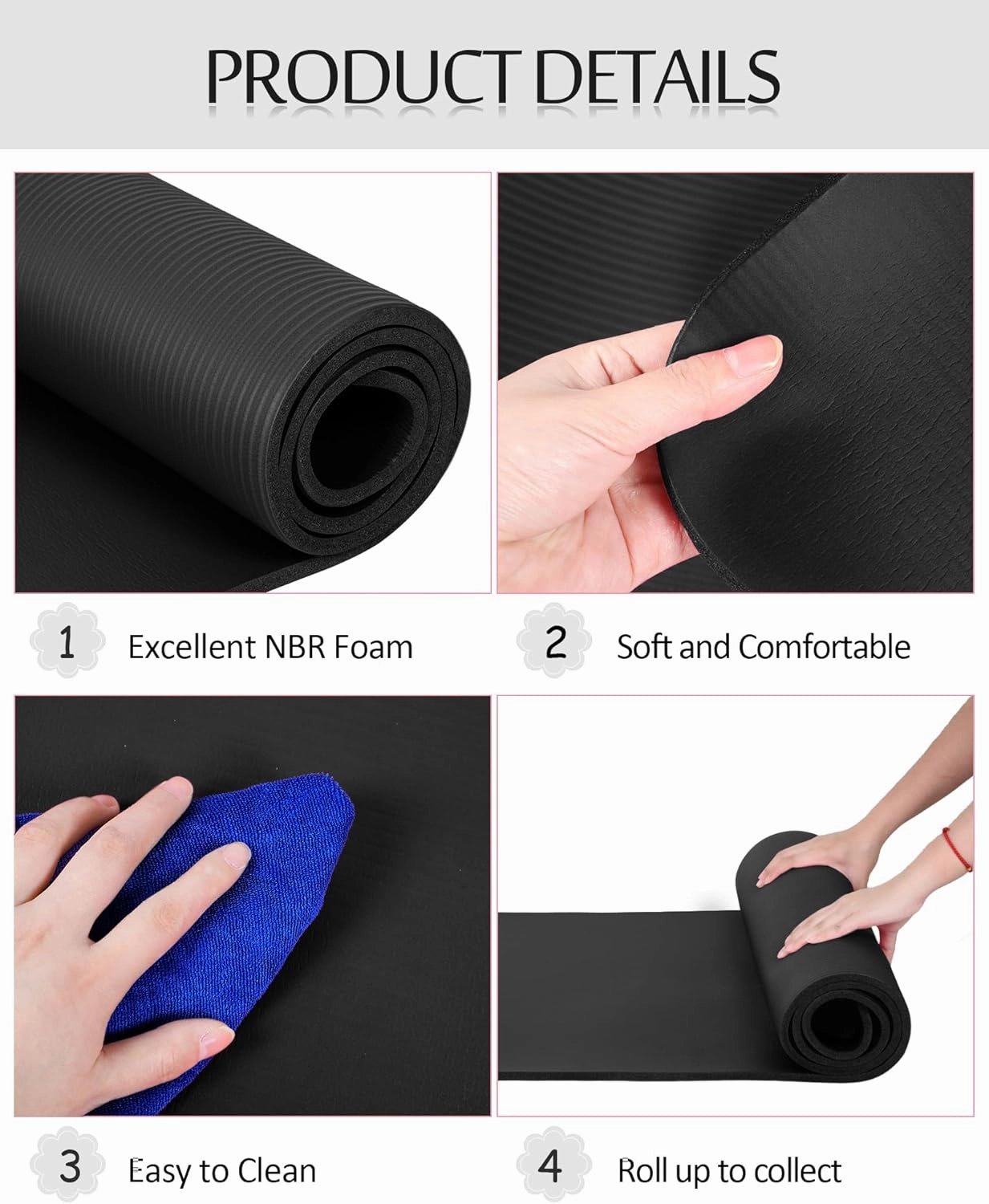 Woanger 2 Pack Yoga Mats (72x24) 3/8 Inch Thick Yoga Mat for Home Workout with Strap Non Slip for Women Men
