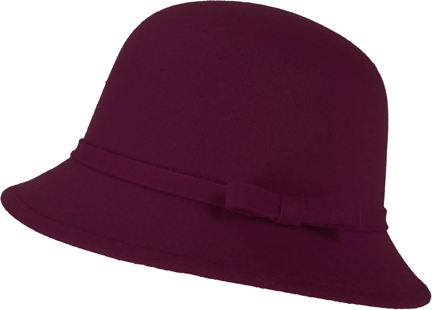 Women Felt Hat, Bucket Hat, Adjustable Vintage Bowler Suede Wool Hat with Bowknot