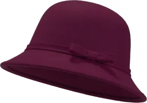 Women Felt Hat, Bucket Hat, Adjustable Vintage Bowler Suede Wool Hat with Bowknot
