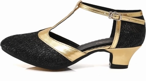 Women's Glitter Dance Shoes Flapper Gatsby 1920s Shoes Latin Tango Salsa Ballroom Heels