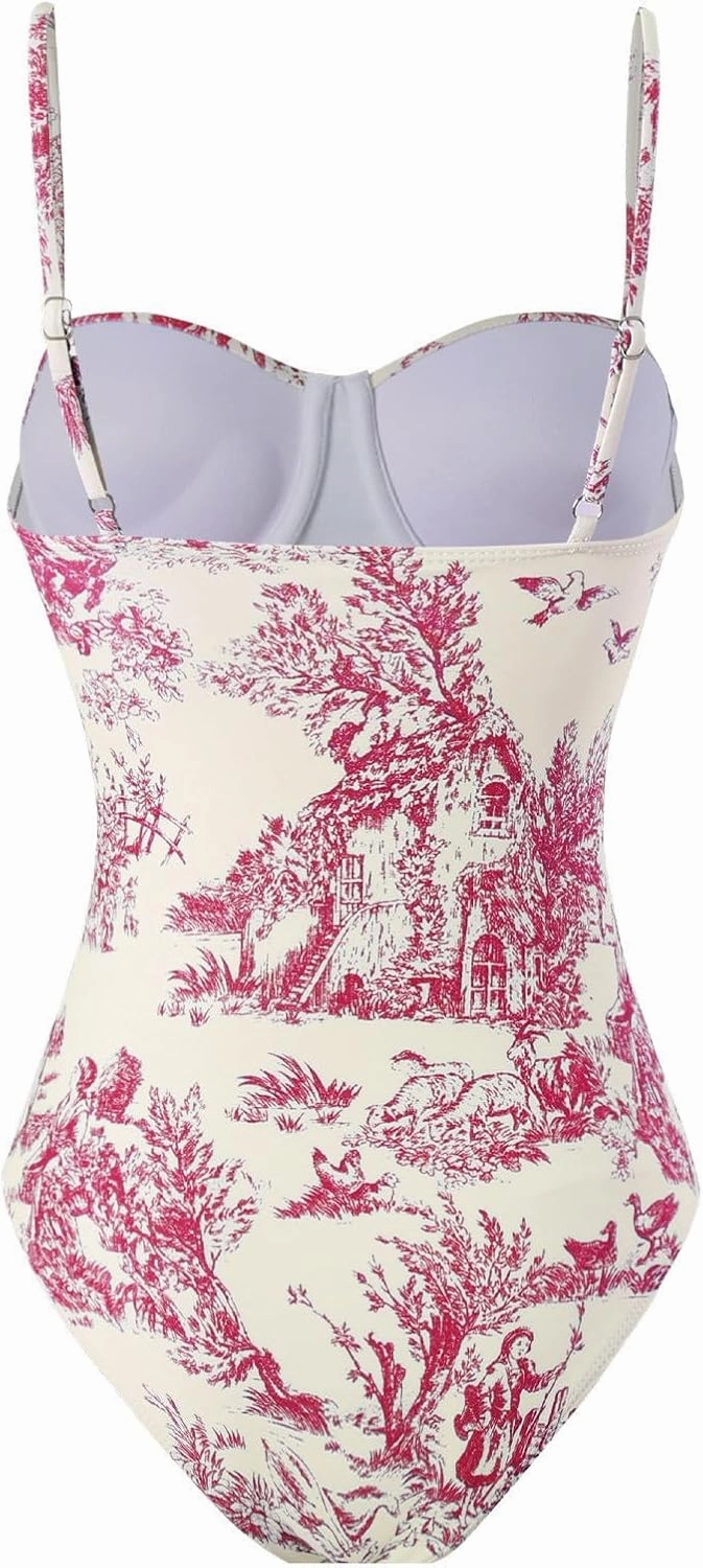 Women's One-Piece Swimsuit Swim Suits Skirt with Cover Up Sexy Fashion Retro Flower Print Beach Wrap Skirts Swimwear
