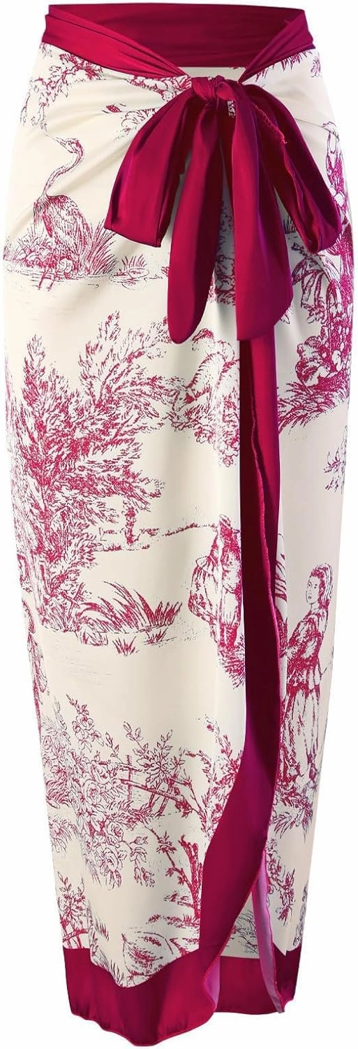 Women's One-Piece Swimsuit Swim Suits Skirt with Cover Up Sexy Fashion Retro Flower Print Beach Wrap Skirts Swimwear