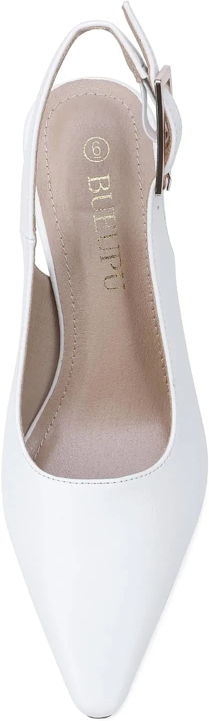 Women's Slingback 3In Kitten Heel Comfortable Closed Toe Pumps Dress Shoes for Women