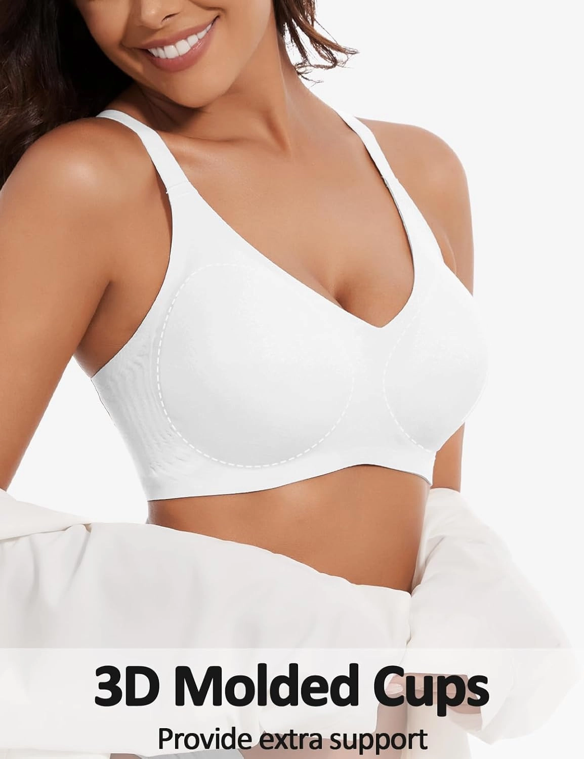 Womens Comfortable Wireless T Shirt Bra No Underwire Seamless Full Coverage Bralettes Push Up Supportive Bras for Women