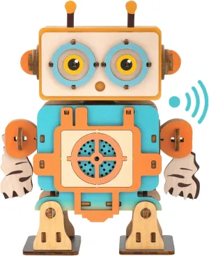 Woodbests Wooden 3D Puzzles for Adults - Robots Recorder, 3D Wooden Robot Puzzle with Voice Recorder & Playback, DIY STEM Toy, Science STEM Kit Gift for DIY Lovers