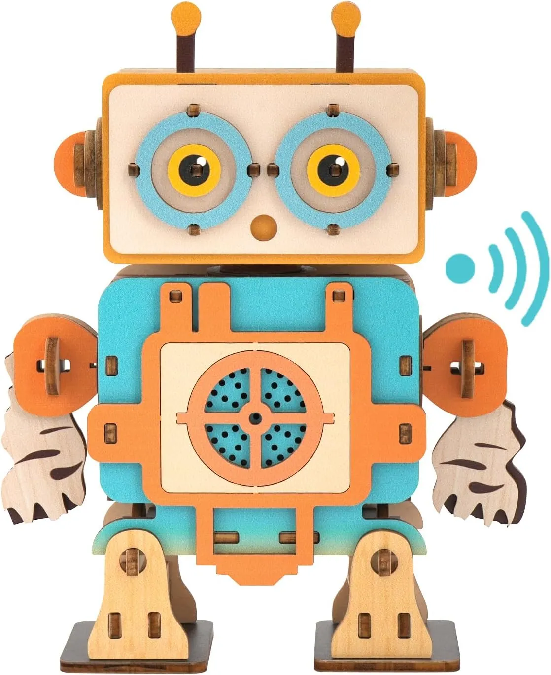 Woodbests Wooden 3D Puzzles for Adults - Robots Recorder, 3D Wooden Robot Puzzle with Voice Recorder & Playback, DIY STEM Toy, Science STEM Kit Gift for DIY Lovers