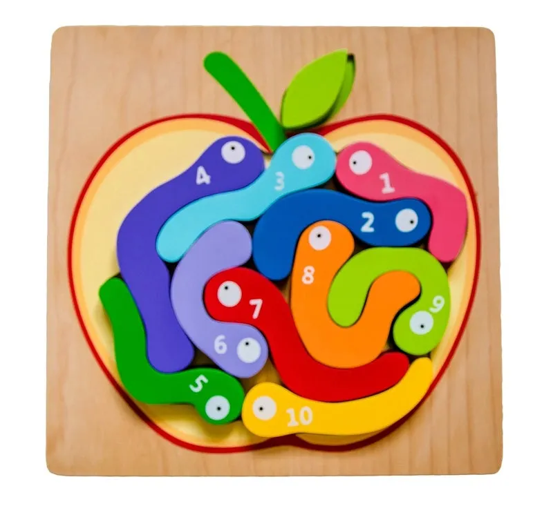 Wooden 123 Worm Puzzle
