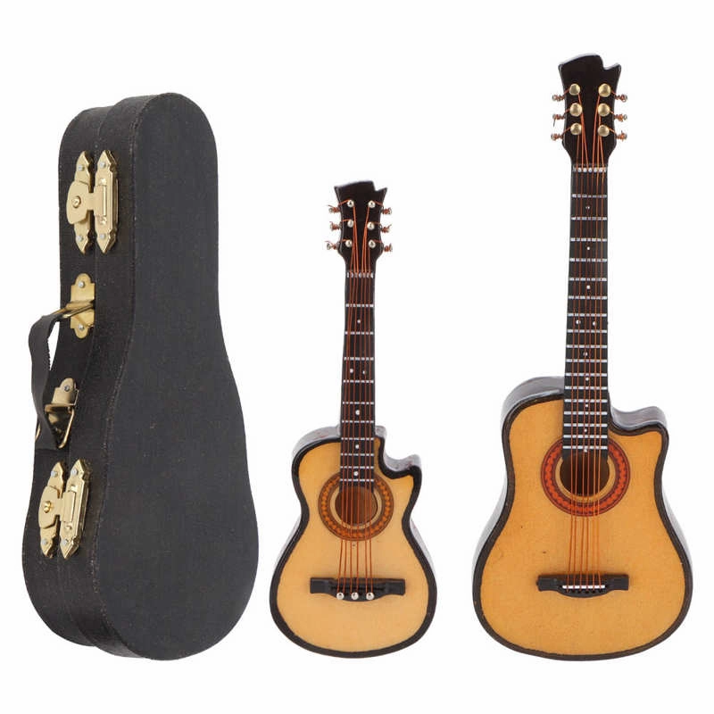 Wooden Cutaway, Mini Acoustic Guitar Model, Musical Instrument Ornaments