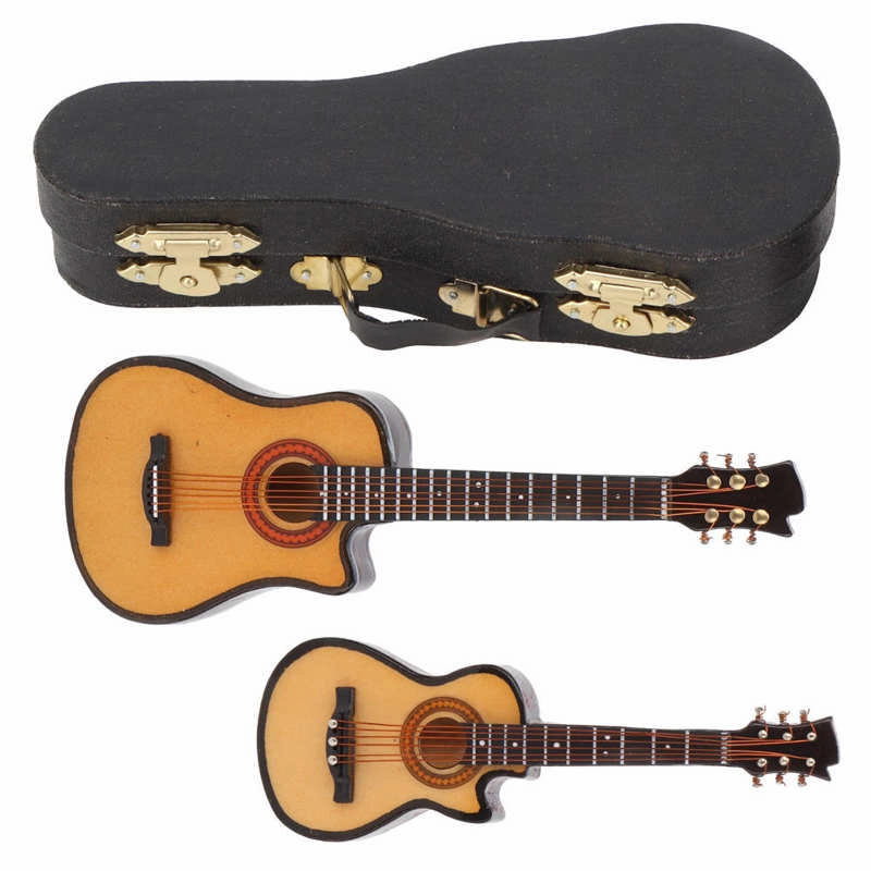Wooden Cutaway, Mini Acoustic Guitar Model, Musical Instrument Ornaments