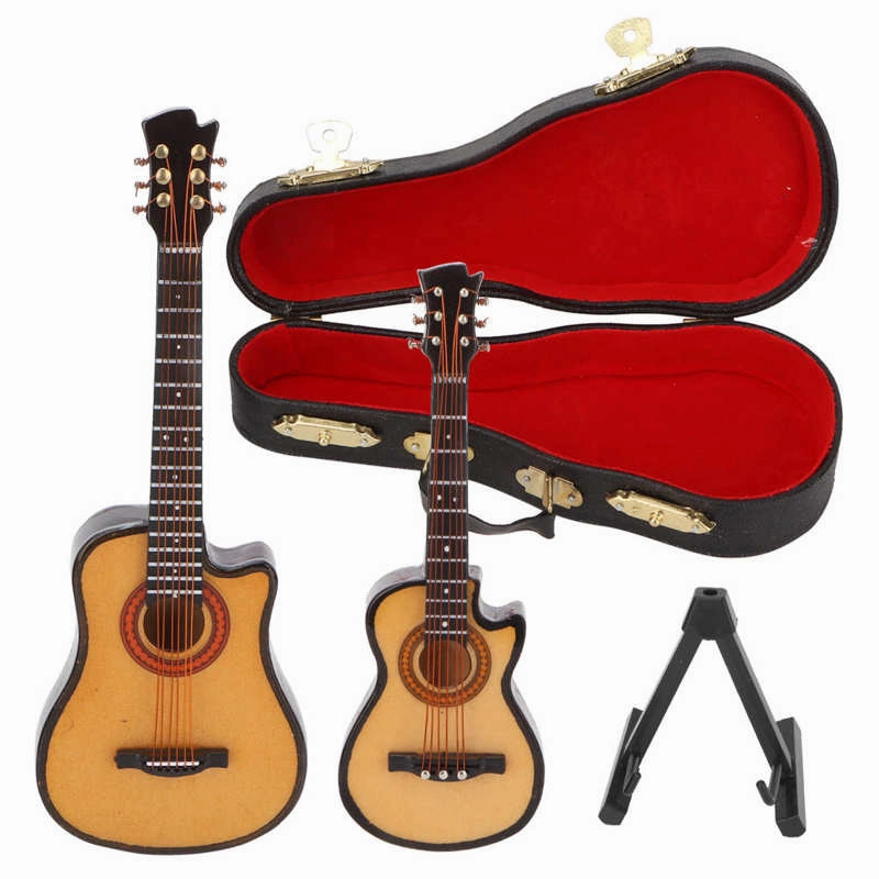 Wooden Cutaway, Mini Acoustic Guitar Model, Musical Instrument Ornaments