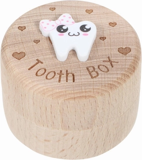 Wooden Tooth Box for Sturdy Storage Holder for Teeth Charming Design for Tooth Fairy Keepsake Container for Boys and Carved Tooth Keepsake Box